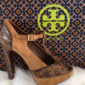 Tory Burch leather suede and snake NWOT
